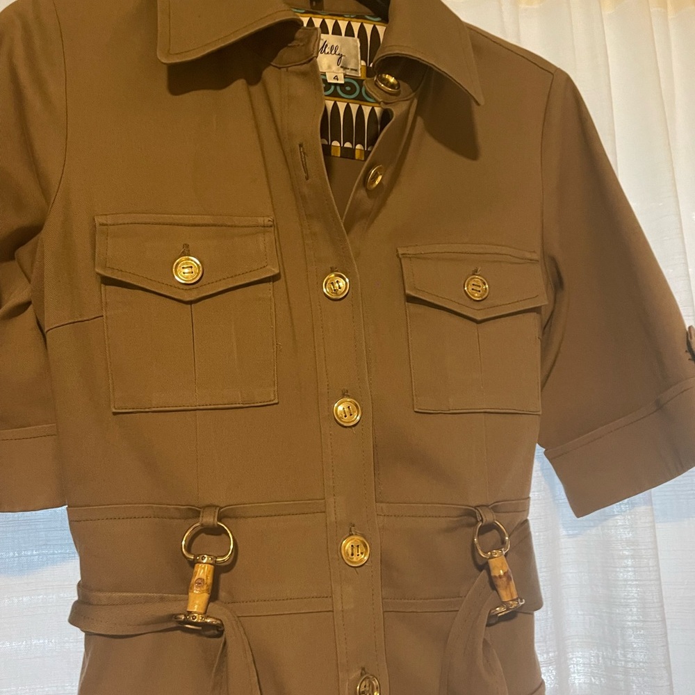 EUC Milly New York Military Safari Dress Gold Hardware. Size 4 Small